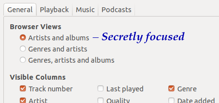 Radio buttons focused