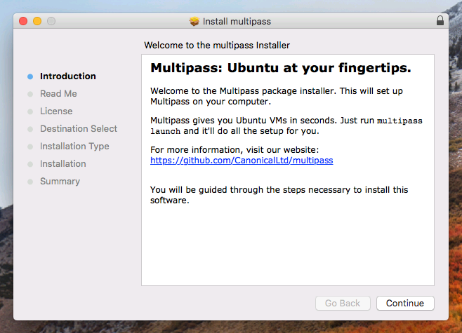 Multipass installer on macOS
